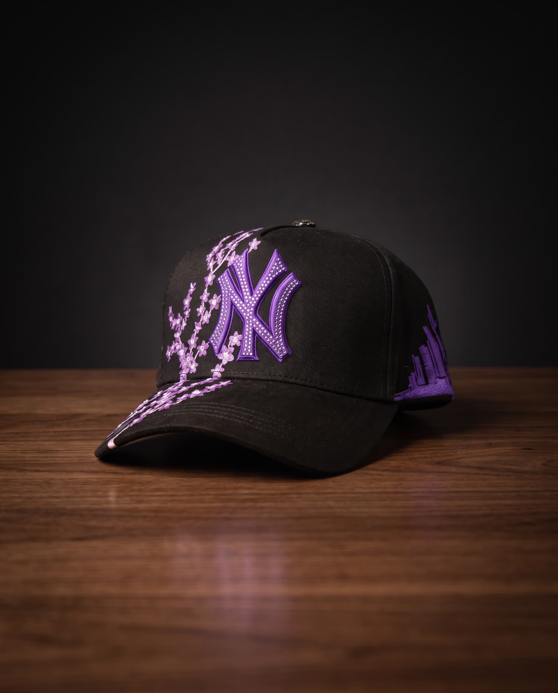 Violet Blossom — Black / Rhinestone Purple